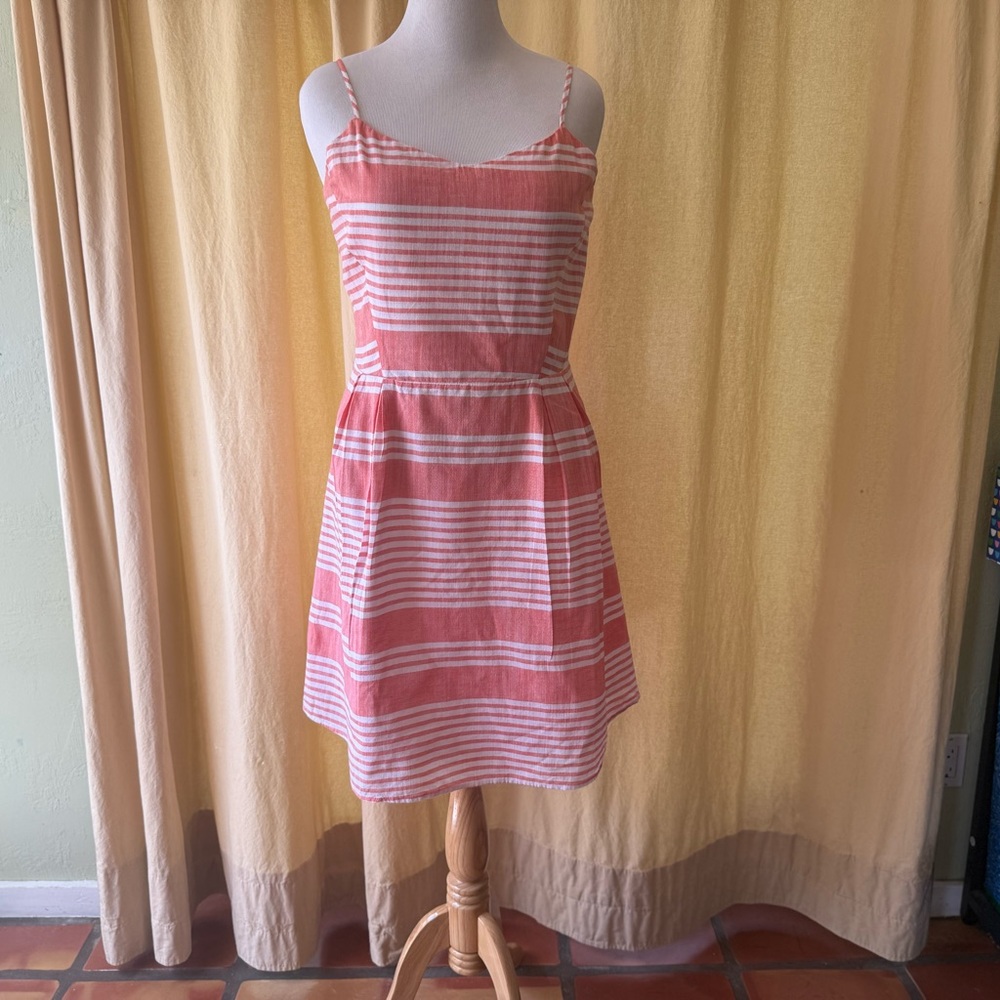 Old Navy Pink and White Spaghetti Strap Sundress